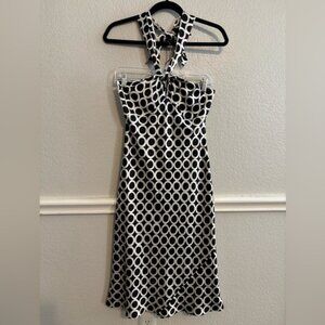 Laundry silk Halter tied Dress black and cream size 6